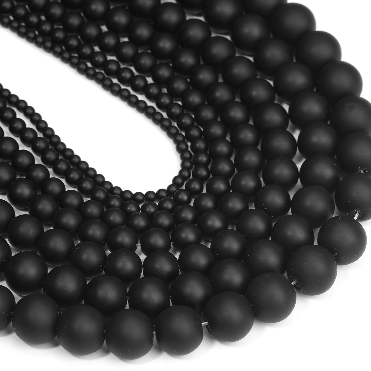Matte natürliche schwarze Stein runde lose Steinperlen für Schmuckherstellung DIY Charm Armband Halskette Zubehör