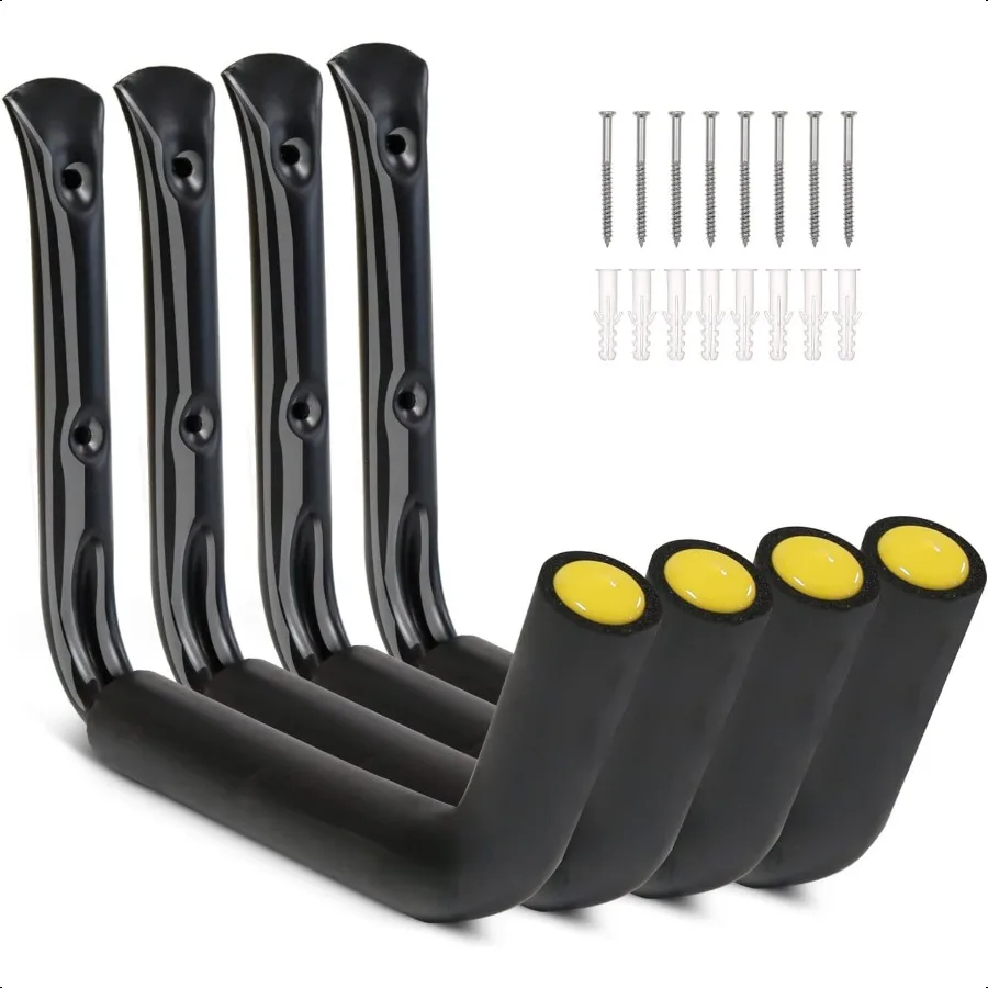 

100 LB Capacity 15 Heavy Duty Garage Storage Hooks (4packs) Kayak Storage Hanger Wall Mounted Rack for Hanging Ladders Bikes