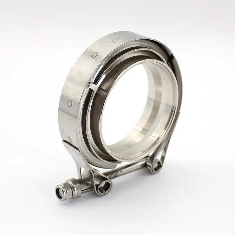 304 Stainless Steel V Band Clamp Kit Flange Assembly for Car Modified Exhaust Pipe 51mm 57mm 63mm 76mm 89mm 102mm