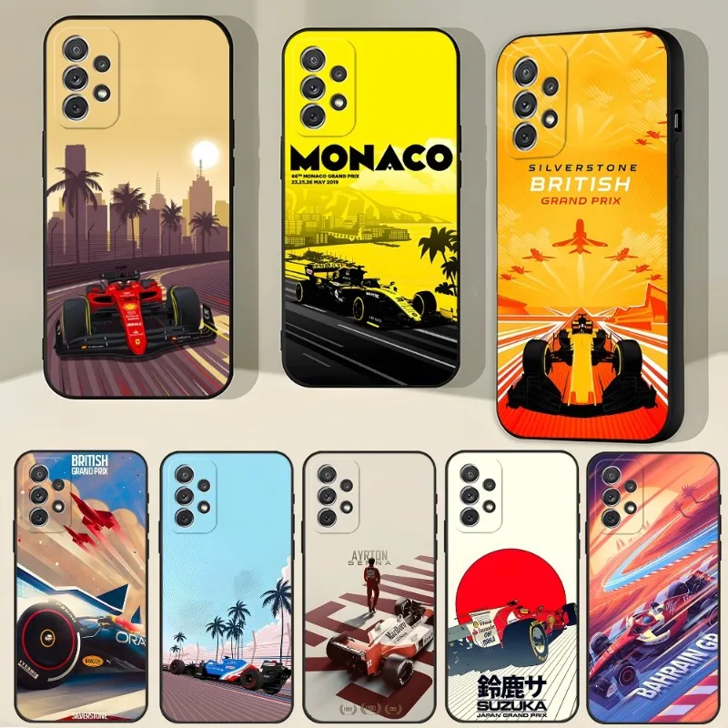 Formula 1 Racing F1 Car Phone Case For Samsung Galaxy A13 A52 A53 A73 A32 A51 A23 A22 A12 A02s A20e A40 A50 A21 A72 A70 Cover