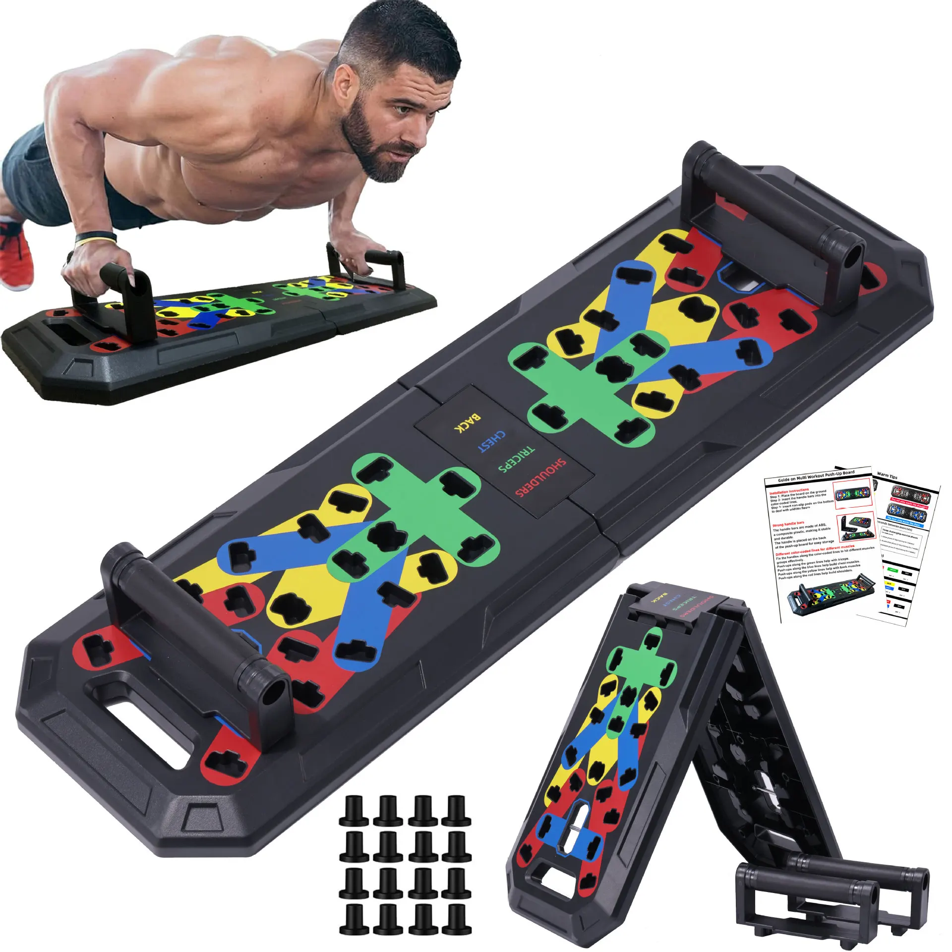 Portable Foldable Multifunction Push Up Board & Bar with Handles Strength Training T5
