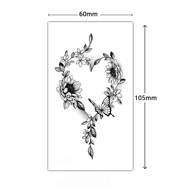 Tattoo Stickers Cute Flower Love Heart Pattern Butterfly Temporary Waterproof Tatoo for Men Women Makeup Party Hand Body Art