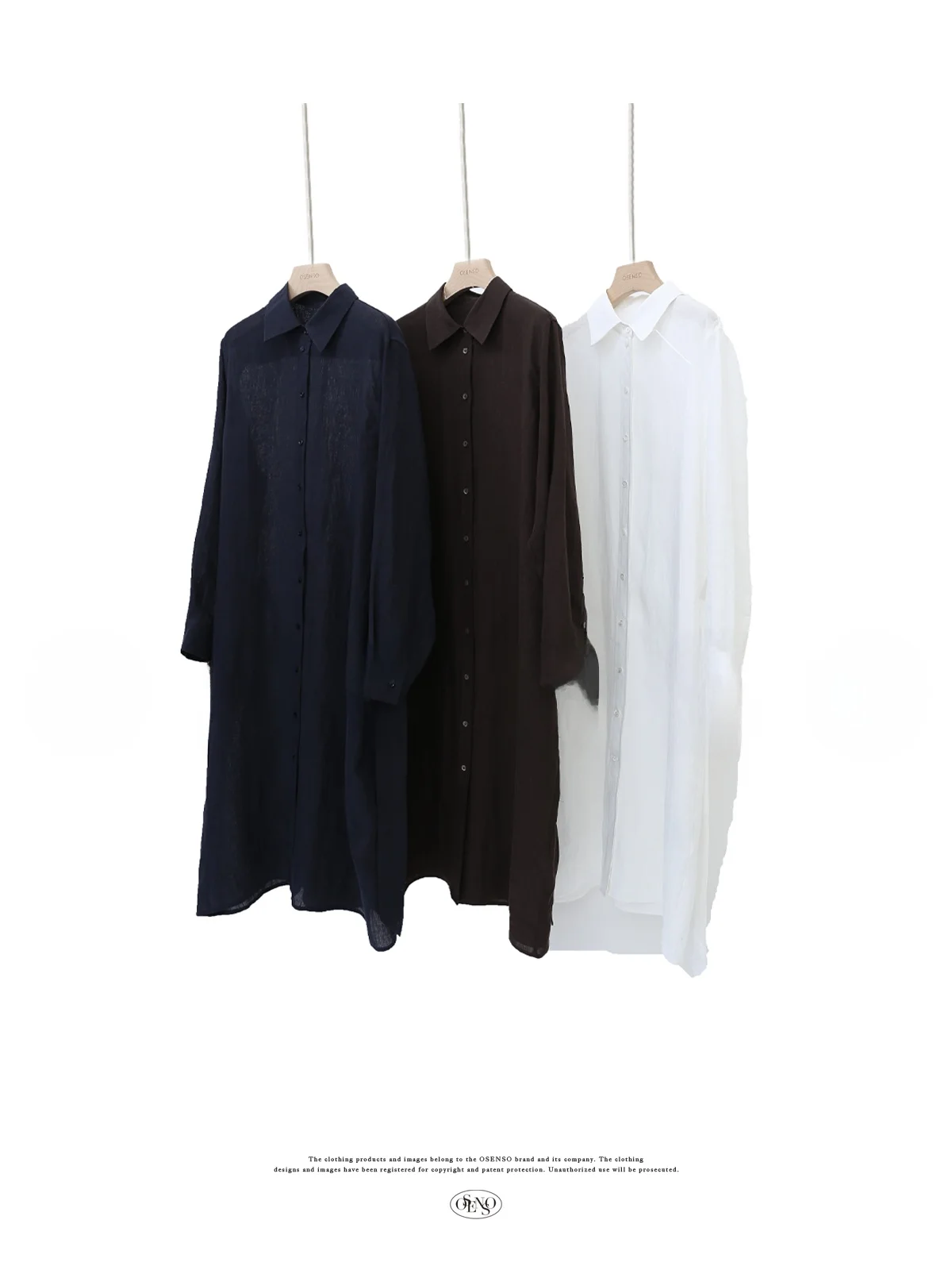 

OSENSO Artistic Casual Versatile Breathable Linen Long irt CS250285 Loose Fit Summer 2025 Long Sve Ladies Faion