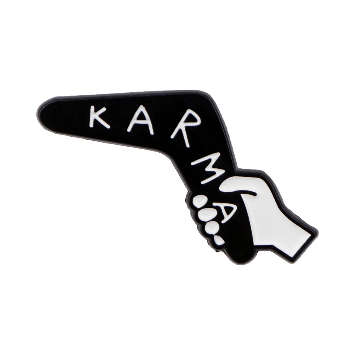 KARMA Handshake Boomerang Enamel Pin Lapel Brooch Funny Quote  Badge Accessories for Backpack Jacket Unique Gift