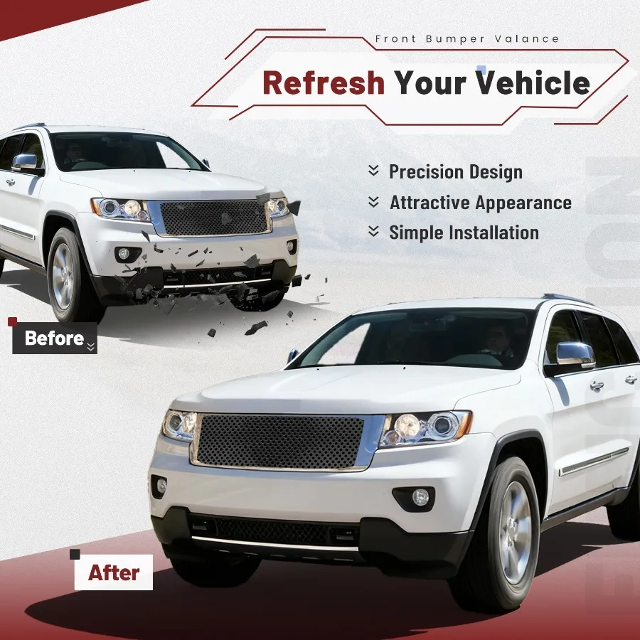 For Jeep 2011-2013 Grand Cherokee 4-Door New Black Lower Front Bumper Valance