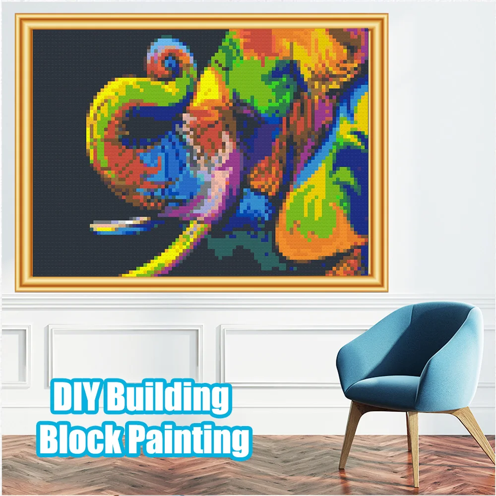 

Elephant Animals DIY Painting Mosaic Home Decoration S008 Building Block Toys Wall Art Painting Pixel Ornament Ideas Pop Mural