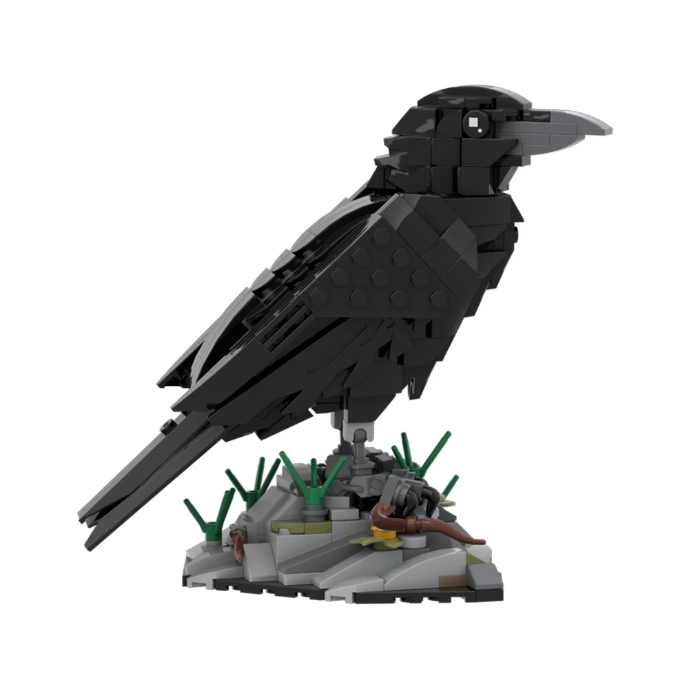 MOC 動物カラスビルディングブロックモデルブラックナイトカラスレンガデスクトップ装飾装飾品組み立ておもちゃ子供のためのギフト