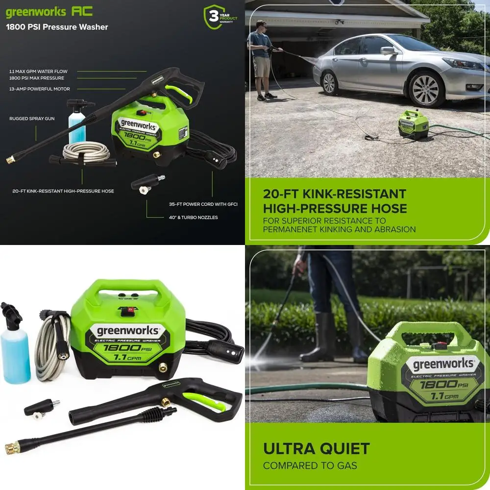 

Электрическая мойка высокого давления 1800 PSI, 1.1 GPM с сертификацией PWMA