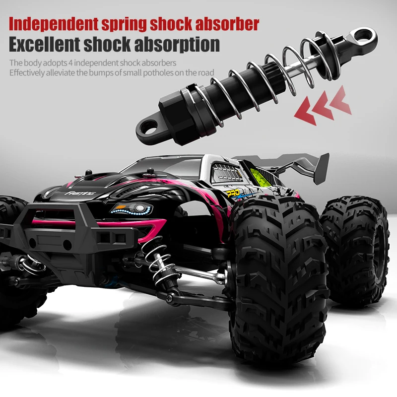 JJRC 1:16 4WD RC Car 70KM/H z diodami LED 2.4G Inductor Remote Control Off-Road Cars Szybki silnik bezszczotkowy Zabawki dla dzieci