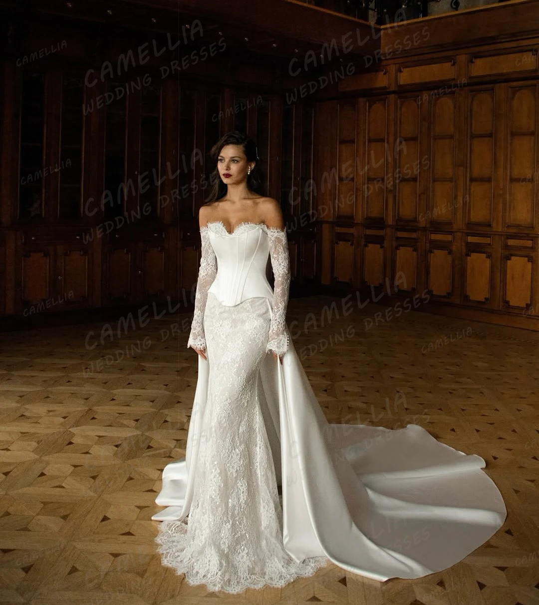 فساتين زفاف حورية البحر بسيطة للنساء زي العرائس مثير سويب تراين عاري الكتفين فيستدوس دي نوفيا رسمي 2026 حفلة مخصصة #1