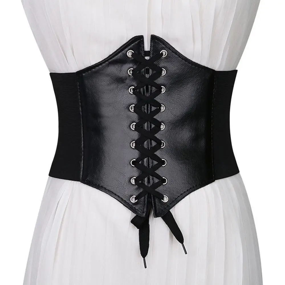 

Simple PU Leather Skirt Decorations Corset Dress Slimming Body Wide Waist Belt Female Waistband Shaping Girdle Belt Cummerbunds