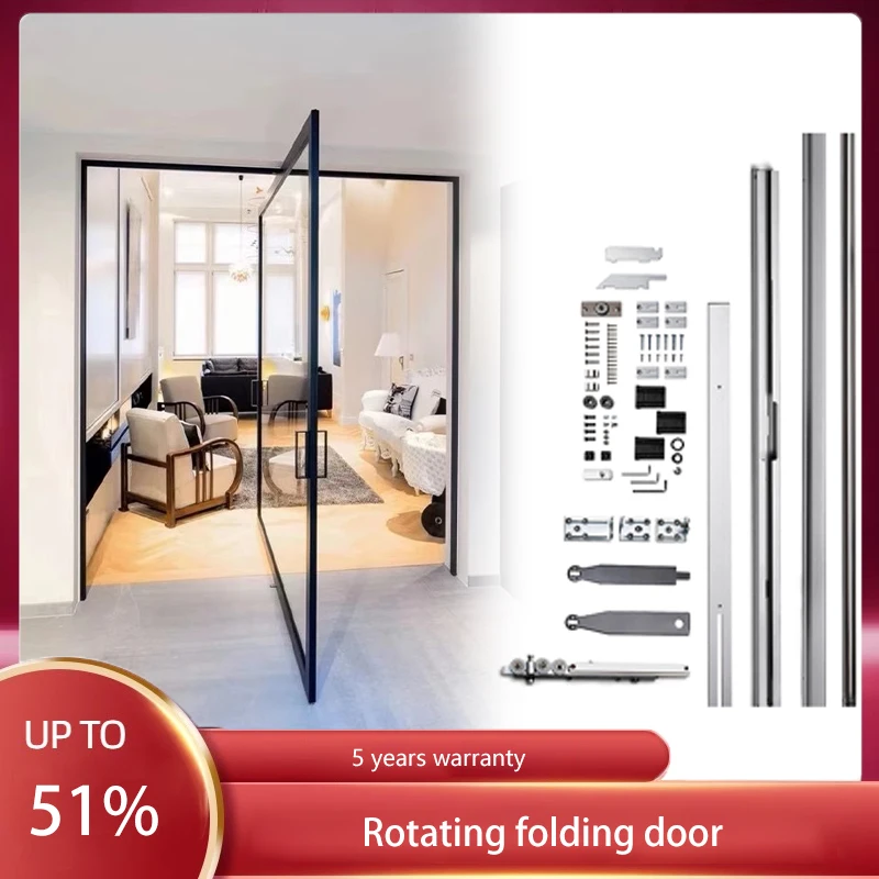 

Free Rotation Folding Magic Door Rotating Door Double-Opening Push-Pull Slide Rail Heaven And Earth Shaft Hanging Pulley