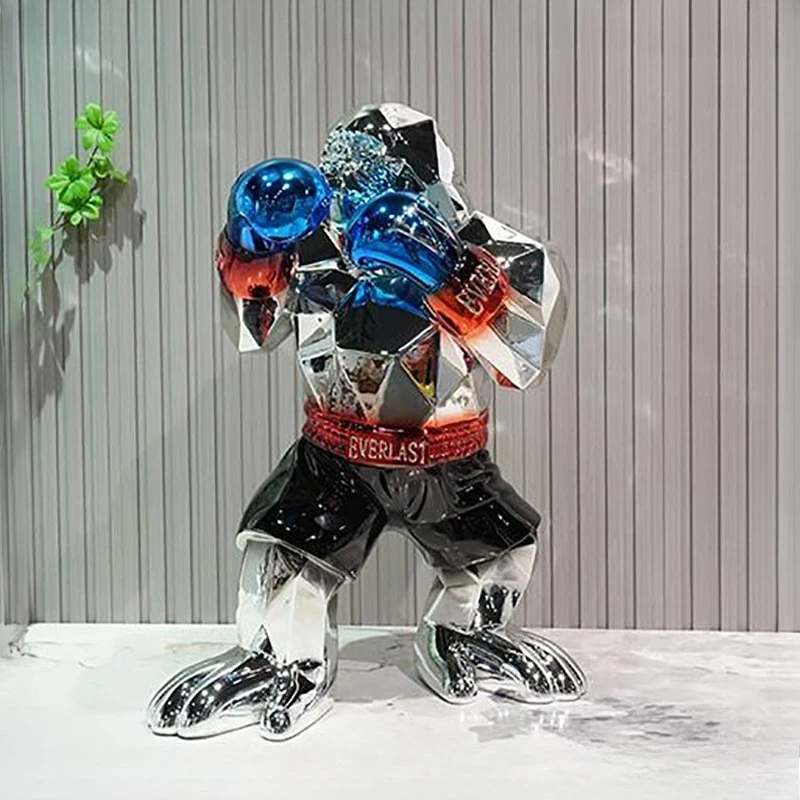 Animal Figurine Gorilla Sculpture Modern Creative Electroplating Home Decor Living Room Office Decoration Statue Resin Crafts