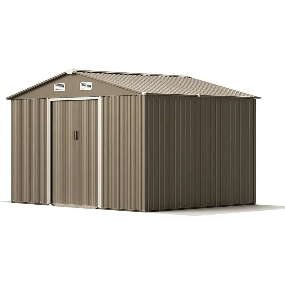 

Gotland 10FT x 8FT Metal Storage Shed for Outdoor with Design of Lockable Slide Doors and Air Vent, Tiny House Utility