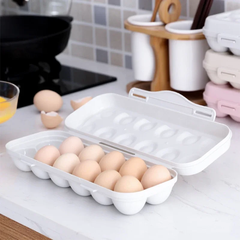 Egg Tray Holder Stackable Egg Storage Box With Lid Refrigerator Crisper Storage For Household Kitchen Supplies