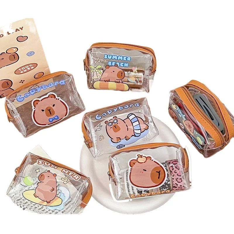 

Cute Capybara Coin Purses for Students Transparent Coin Storage Bag PVC Mini Purse Wallet