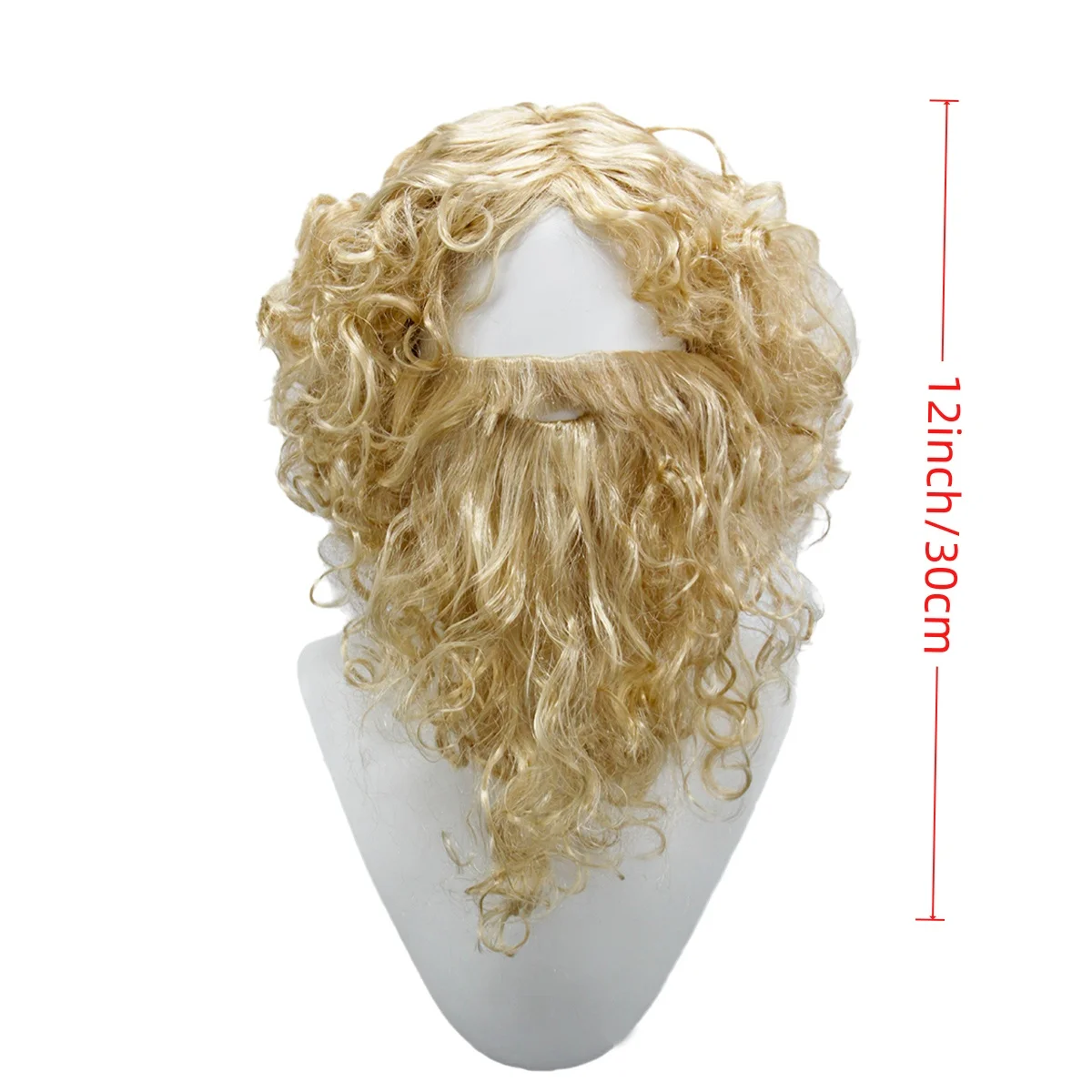Golden Santa Wig and Beard Set, Long Curly Wig for Christmas Party Costume  Blonde Viking Wig & Beard Set