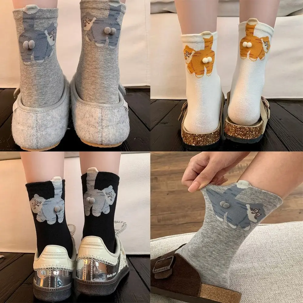 

Удобные хлопковые носки с кошачьим яйцом, впитывающие пот трехмерные носки для пар, мягкие спортивные носки с героями мультфильмов для мужчин и женщин