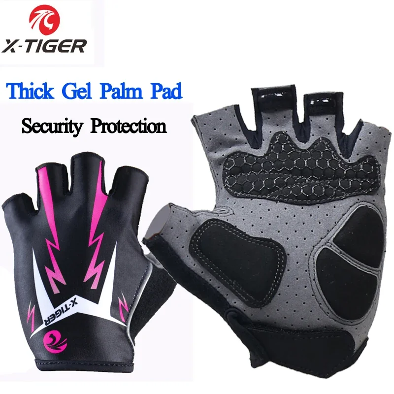 X-TIGER Sports Cycling Gloves Half Finger Women MTB Bike Gloves Running Fitness Gym Riding Motorcycle Bicycle Gloves