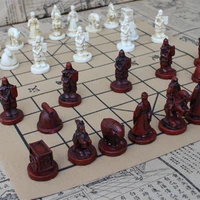 New Chess Board Games New Quality Traditional Chinese Chess Game Set Resin Chess Pieces Soft Chessboard Archaize Retro 3