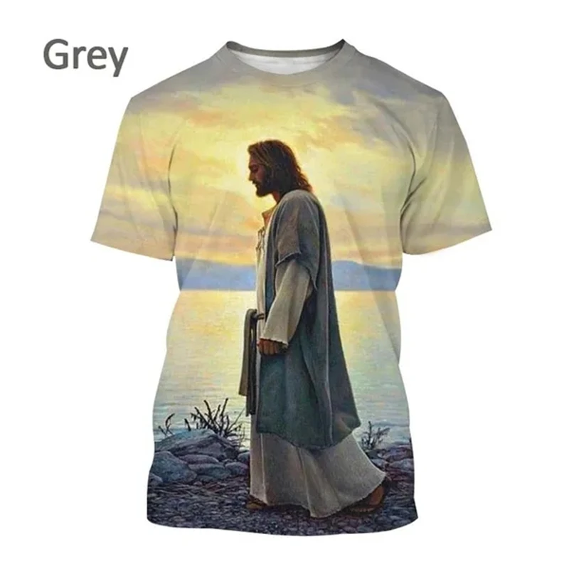 Multiple Styles Jesus Image 3D Printed Tee Breathable Unisex Men Women Christian Religious Faith Daily Wear T-shirt