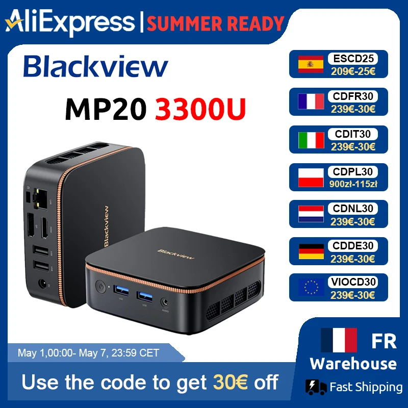 [Weltpremiere] Blackview MP20 NEUER Mini-PC Windows 11 AMD R3 3300U 16GB (unterstützt max. 32GB) DDR4 512GB SSD 4K UHD