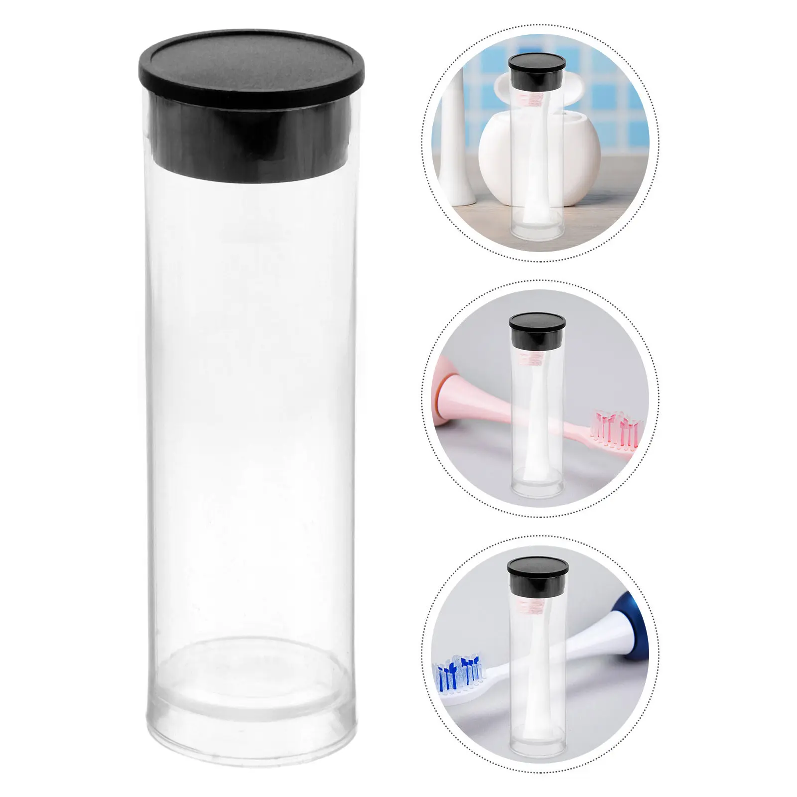 

100Pcs Round Transparent Toothbrush Head Tube Compact Electric Toothbrush Cover Travel Storage Container Brush Head Protector