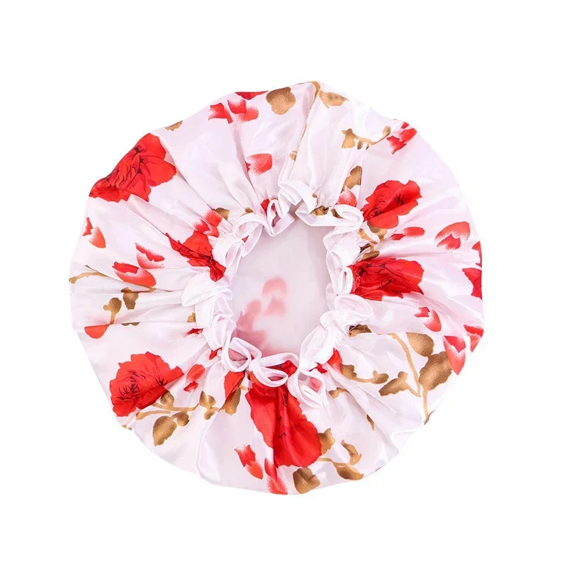 Toucas de cabelo de cetim para mulheres dormindo, gorros de banho, camada dupla ajustável, capa de chapéu, acessórios de estilo de cabelo encaracolado