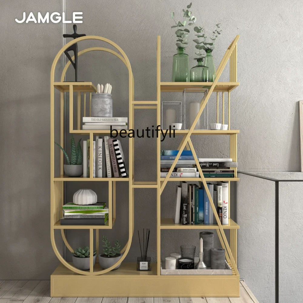 02 Rak Buku Lantai Kreatif Besi Tempa Rak Bunga Berdiri Rak Pajangan Toko Partisi Rak Buku