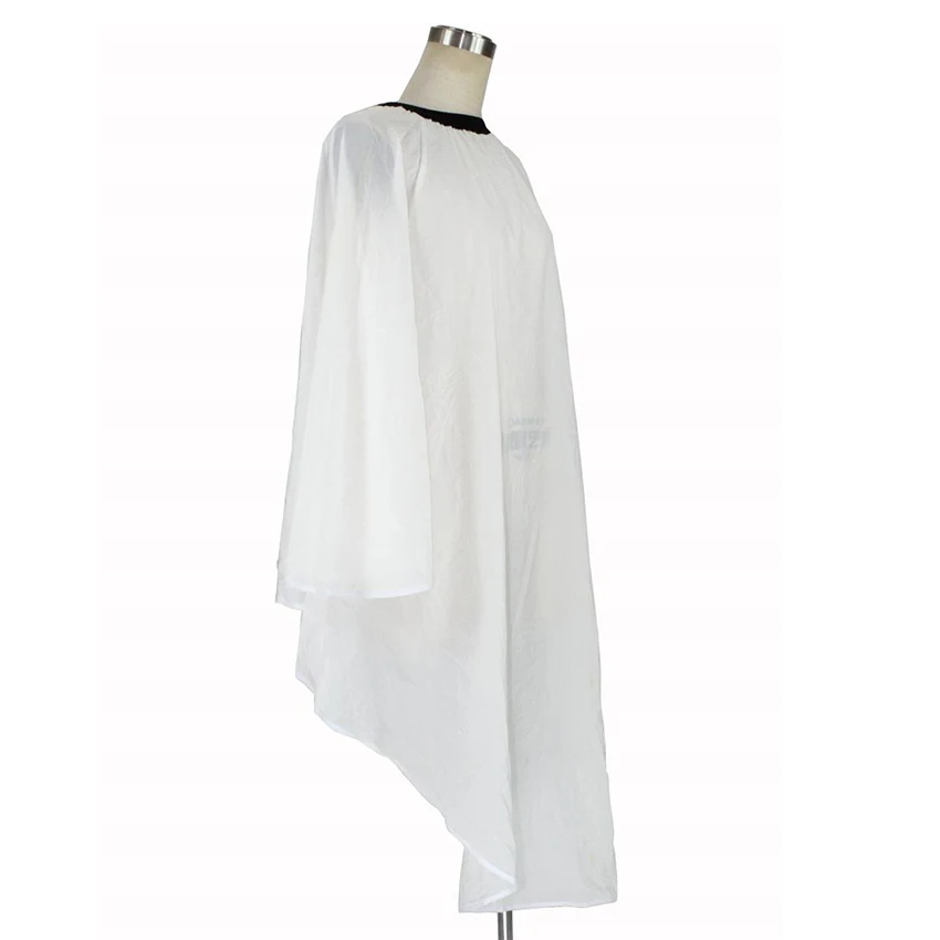 Kualitas Bagus Poliester Kain Warna Putih Salon Kecantikan Cape Penata Rambut Dewasa Potongan Rambut Gaun Anti-statis Pemotong Tukang Cukur Cape