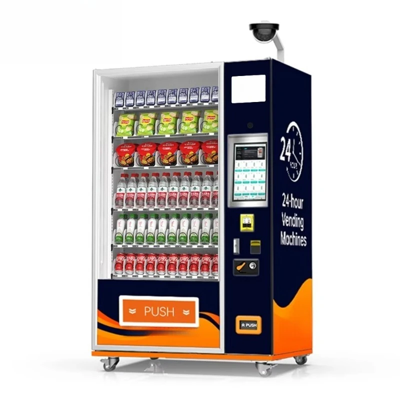 Customized Commercial Refrigerated Vending Machine Snacks Beverages 300-600Pcs Compressor Cooling 15.6