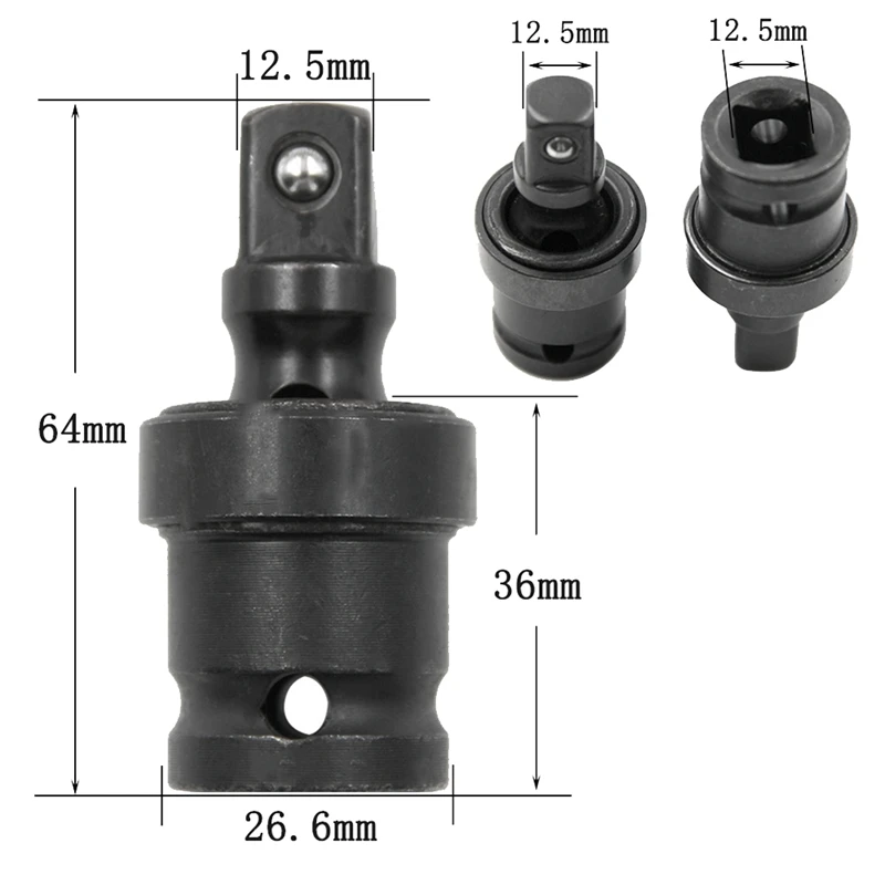 Llave eléctrica de impacto de aire, adaptador de enchufe, herramienta de mano, articulación de accionamiento de nudillo giratorio, 2 piezas, 360 grados, 1/2 pulgadas