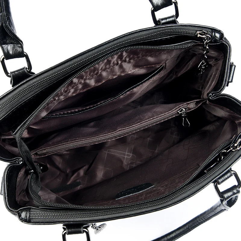 Women Soft Leather Handbags Luxury Designer 3 Layers Pocket Shoulder Crossbody Bags Ladies Large Capacity Brand Messenger Tote