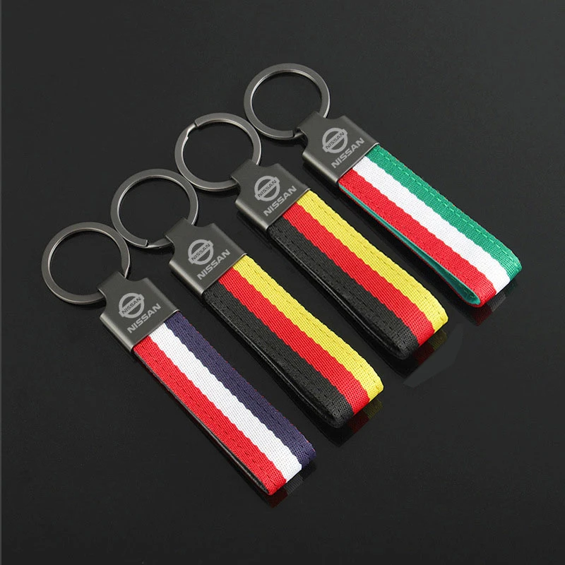 Nylon Webbing Car Keychain Holder Key Rings Women Gift Accessories For Nissan 370Z Almera Leaf Livina X-Trail Sylphy Teana Tiida