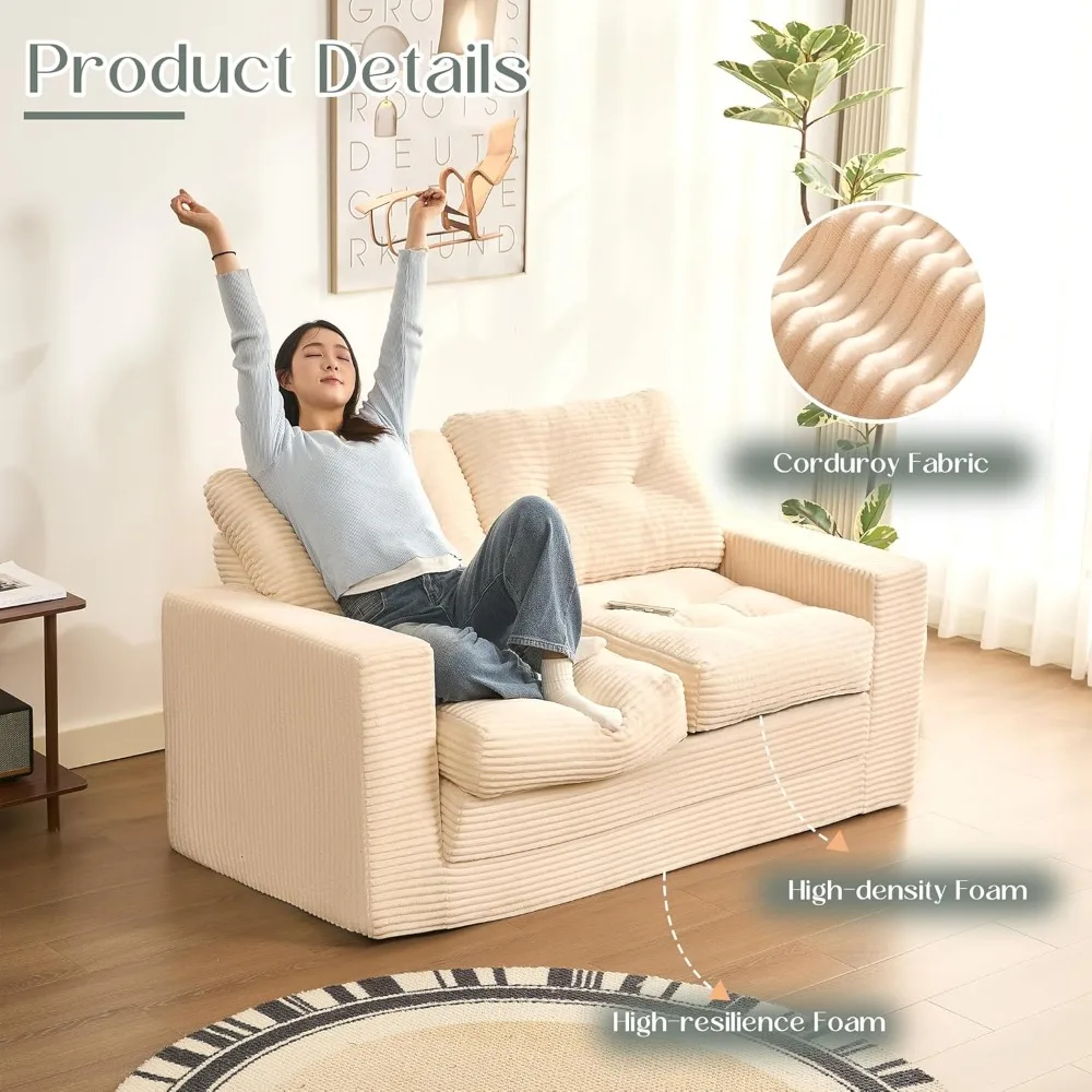 أريكة سرير قابلة للتحويل مقاس 61 بوصة، أريكة نوم قابلة للسحب، سرير فوتون 3 في 1 قابل للطي، أريكة سرير قابلة للطي مع وسائد #4