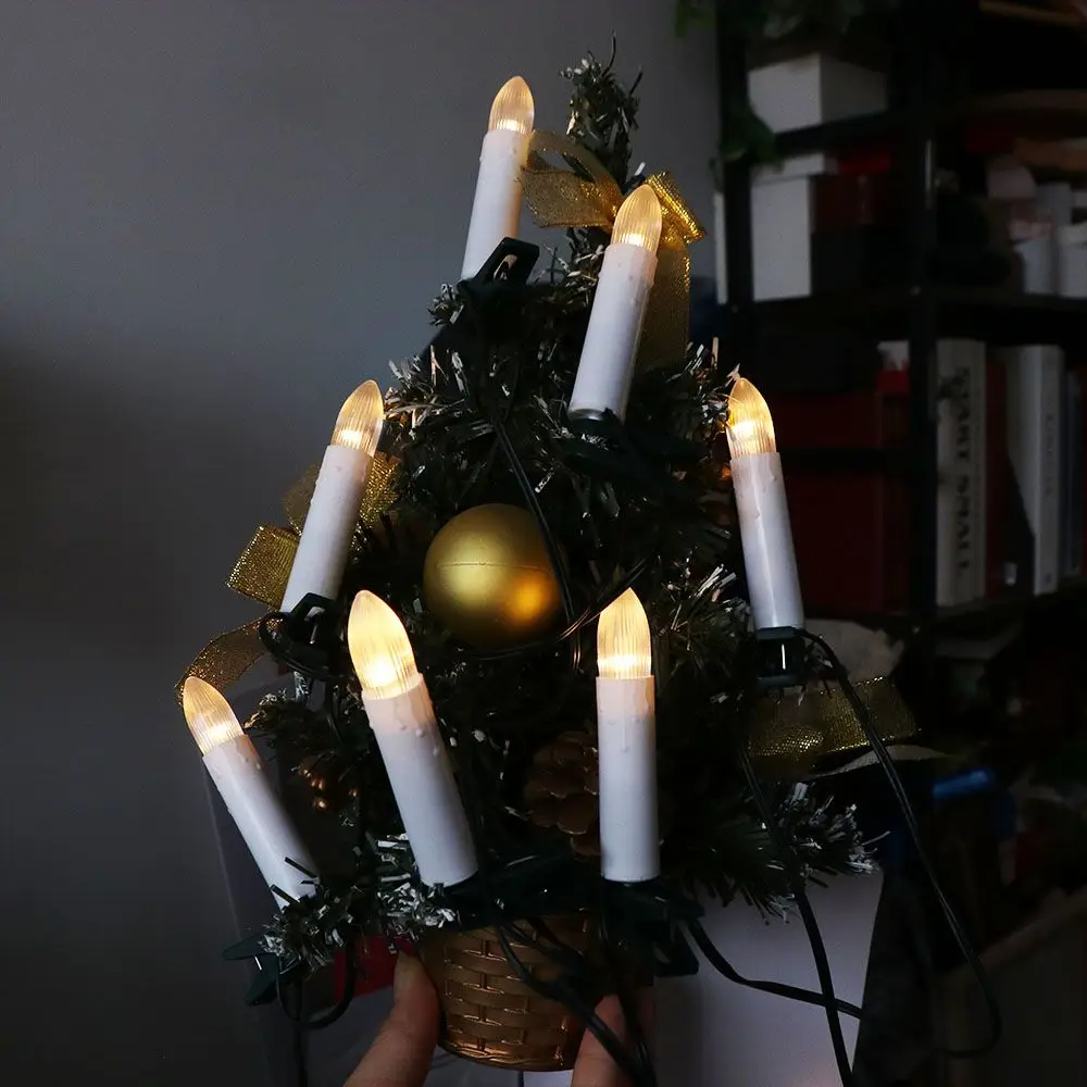 20PCS Flameless LED Candle String USB Powered Clip-on Christmas Tree Decorative Light Cone Shaped Reusable