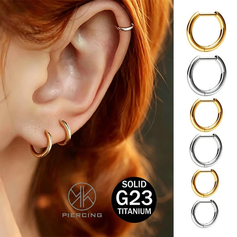 D-Shaped Straight Pin Earrings Hoop G23 F136 Titanium Grade Implant-Grade Hypoallergenic D-Loop Half-Circle Nose Ring Women's
