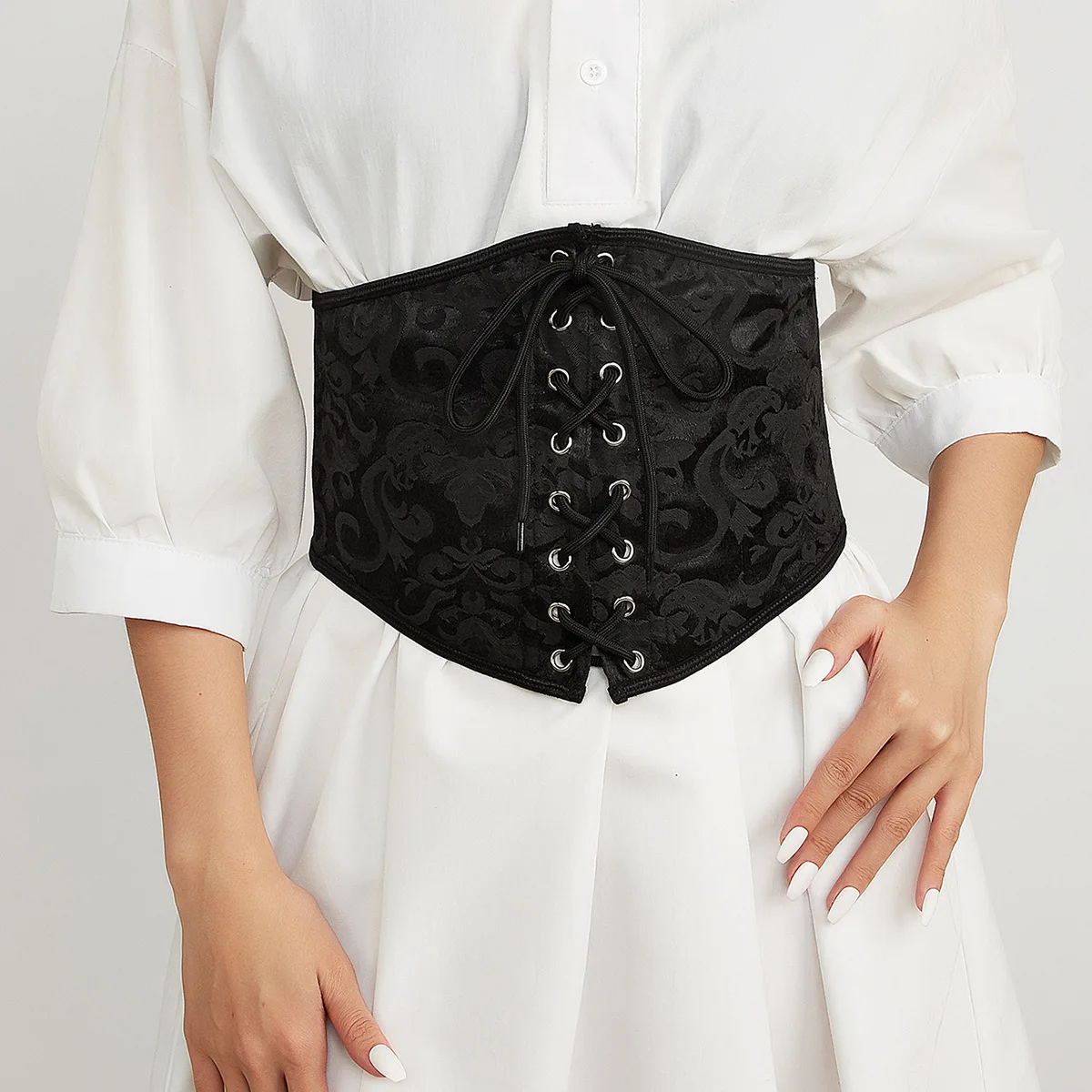 

European and American Style Women's Wide Belt Korean Version of Fashion Leopard Print Elastic Waist Seal Dress Waist Decoration