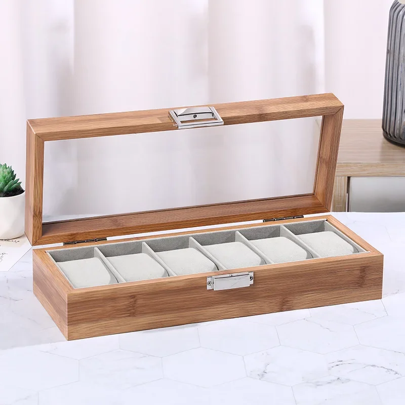 Watch Storage Case  Window Opening Watch Display Box Wood Grain Watch Organizer Case 6 10 12 Slot Wooden Watch