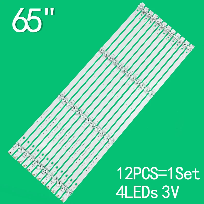 LED 백라이트 스트립 램프 4 개, JL.D65041330-006AS-M_V04 65T1 12*4 308056504JF00001, 3V LED