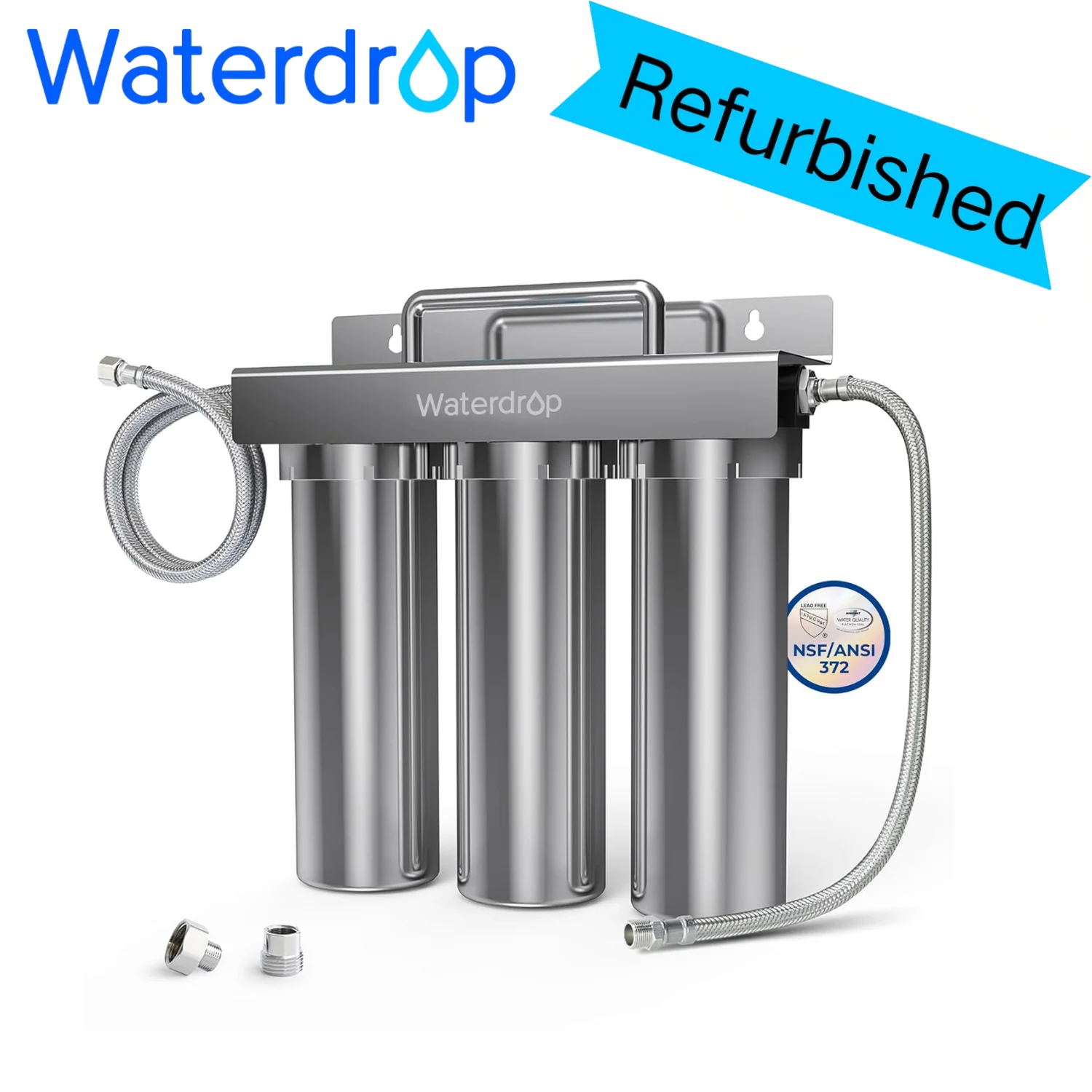 Waterdrop TST-UF 0.01μm Ultra-Filtration Under Sink Water Filter System, Stainless Steel Water Filter for Sink（Refurbished）