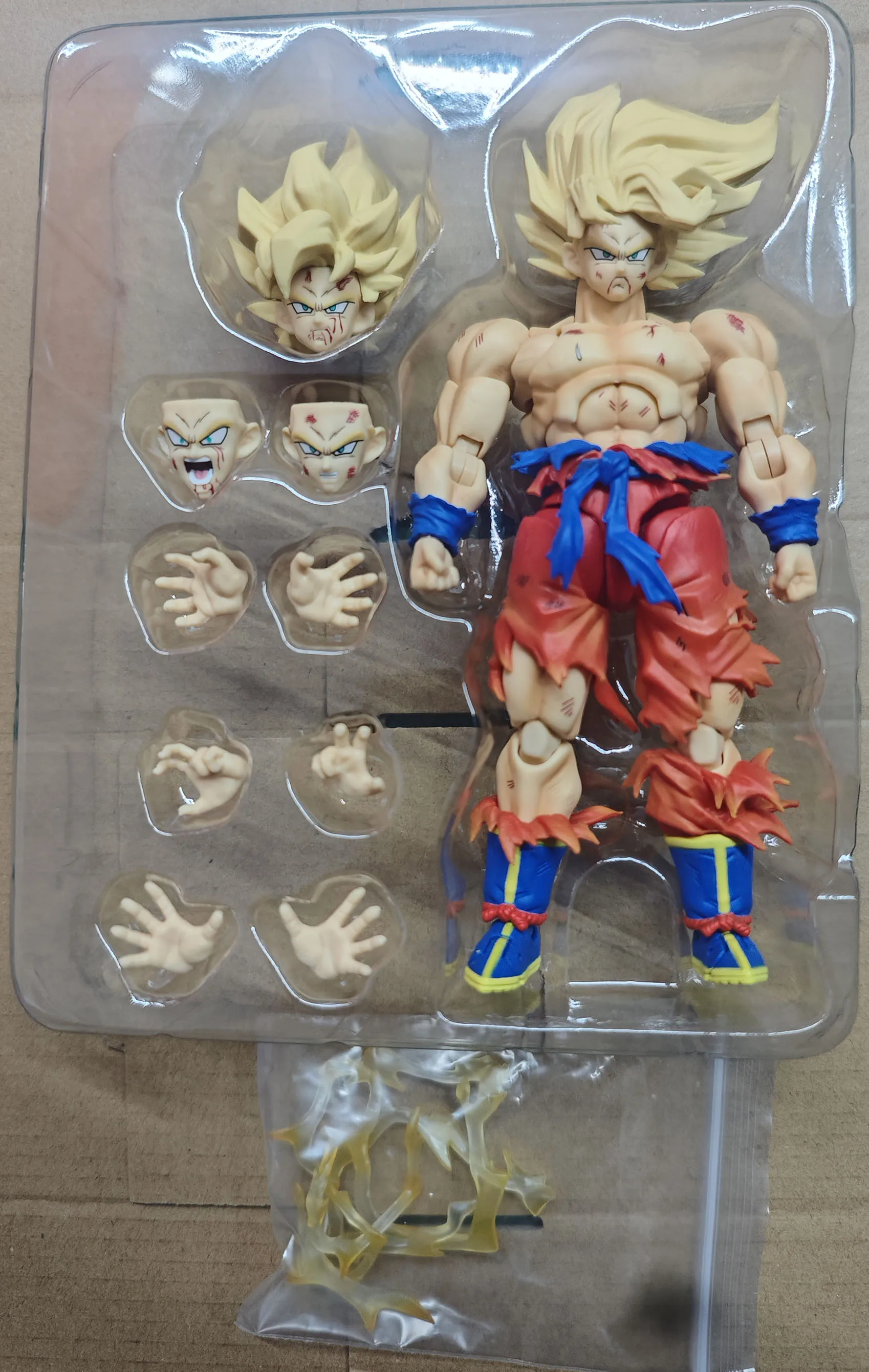En Stock N & T Studio Dragon Ball SHF Super Saiyan Son Goku batalla dañada 3,0 cuerpo desnudo articulado Anime figura de acción modelo de juguete