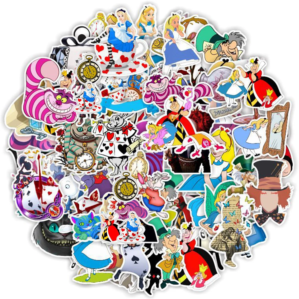 

10/35/70pcs Alice In Wonderland Cartoon Stickers Cute Disney Graffiti Decal Laptop Suitcase Guitar Diary Sticker for Kids Girls