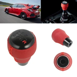 Car Handbal For HONDA Civic Type-R 2017 2018 2019 2020  6 Speed Manual Stick Red PU Leather Shift Knob