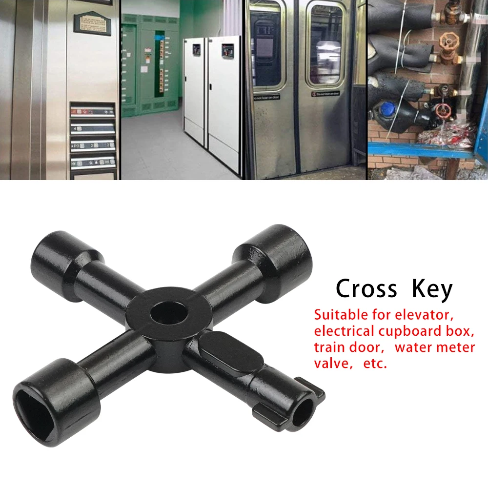 4 Way Cross Key Electrical Cabinet Key Utilities Key Triangle Wrench Plumber Keys for Faucet, Gas Meter, Valve, Spigots Opening