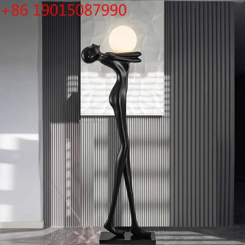 

Humanoid Art Sculpture Ball Floor Lamp Creative Designer Hotel Lobby Floor Lamp