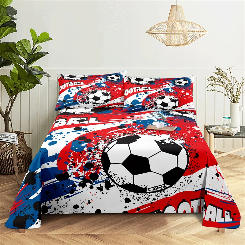 

Football Bed Sheet Set Bedding Set Bed Flat Sheet Athletic Sports Boy Girl Bedsheet Bedding King Bed Sheets and Pillowcases