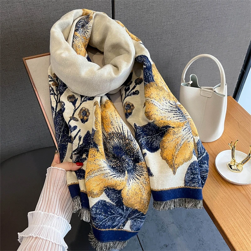 

Luxury Scarf Women Winter Warm Shawls Imitation Cashmere Thick Neck Scarves Hijab Wraps Tassls Pashmina Blanket Lady