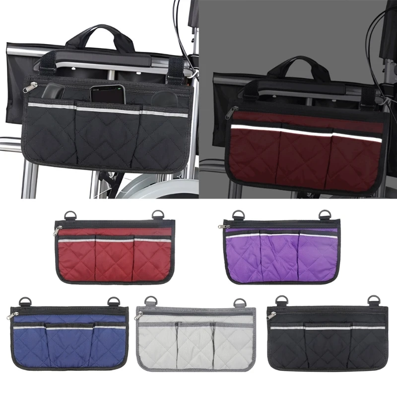 Walking Frame Storage Pouches Geometric Square Wheelchair Bag Armrest Side Bags for Senior And Disabled