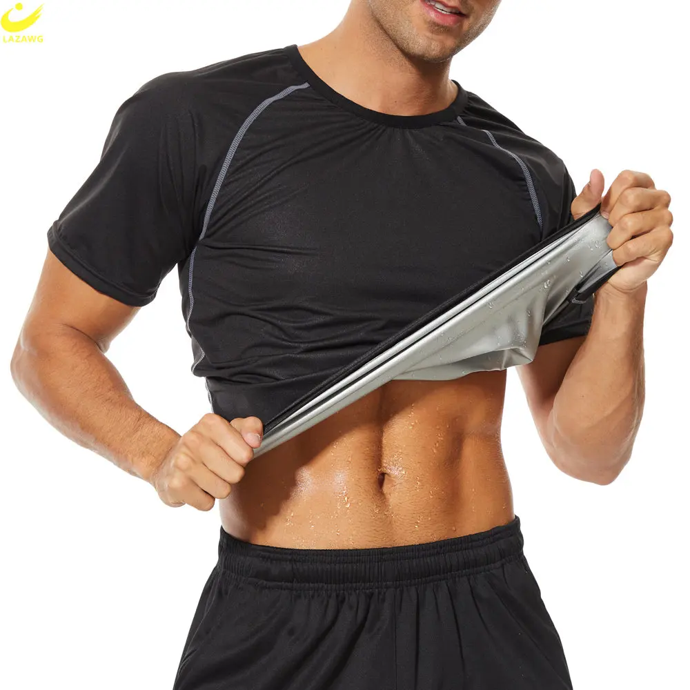 

LAZAWG Men Sauna Heat Trapping Shapewear Sweat Body Shaper Vest Slimmer Compression Thermal Top Fitness Workout Shirt